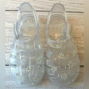GAP Toddler Jelly Sandals in Silver/Clear with Daisy Print, Size 5, EUC